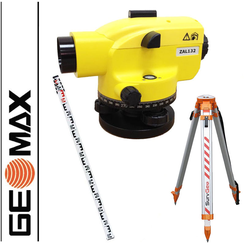 Geomax ZAL132 - Optical Level, 32x magnification + staff + tripod