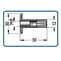 Wall Plug, with M8 thread / 30 mm